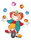 Illustration of a Cute Cat Clown Juggler . Cartoon Character