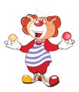 Illustration of a Cute Cat Clown Juggler . Cartoon Character
