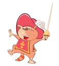 Illustration of a Cute Cat. King's Musketeer. Cartoon Character