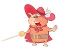 Illustration of a Cute Cat. King's Musketeer. Cartoon Character
