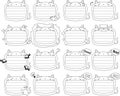 Cute Cat noteboard outline set
