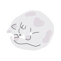Illustration of cute cat sleeping in a circle. Isolated trendy simple art, white kitten taking a nap. Royalty Free Stock Photo
