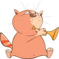 Illustration of a Cute Cat Trumpeter. Cartoon Character