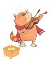 Illustration of a Cute Cat Violinist. Cartoon Character