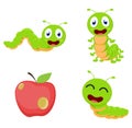 Cute caterpillar cartoon collection set Royalty Free Stock Photo