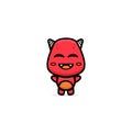 Illustration of cute character red monster