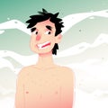 Illustration of a cute and cheerful man with a naked torso again