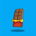 Illustration of cute chocolate bar wrapped in red and yellow colors. Editable