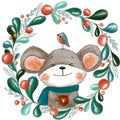 Illustration with cute christmas mouse