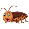 Cute cockroach cartoon smile on white background