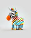 Illustration of cute colorful Zebra cartoon on white background. AI generated image