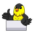 Cute common backyard bird cartoon giving thumb up