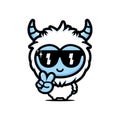 Cute and cool yeti animal cartoon character wearing sunglasses