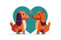 Cute couple dogs in love animal valentine day card invitation background