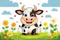Illustration of cute cow cartoon. Royalty Free Stock Photo