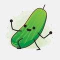 Cute Cucumber Fruit Character Vector Illustration