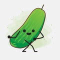 Cute Cucumber Fruit Character Vector Illustration