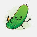 Cute Cucumber Fruit Character Vector Illustration