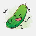 Cute Cucumber Fruit Character Vector Illustration