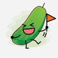 Cute Cucumber Fruit Character Vector Illustration