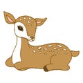 illustration, cute delicate hand-drawn fawn, postcard, textile