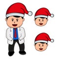 Illustration cute doctor with Christmas hat cartoon character. flat style illustrations Royalty Free Stock Photo