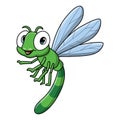 Cute dragonfly cartoon on white background