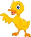 Cute duck cartoon waving. Funny and adorable Royalty Free Stock Photo