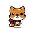 The cute fox animal cartoon character becomes a hero wearing a robe