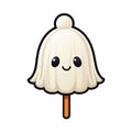Illustration of a cute and friendly Halloween Broomstick, set against a white background