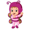 Cute girl cartoon wearing butterfly costume Royalty Free Stock Photo