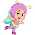 Cute girl cartoon wearing butterfly costume Royalty Free Stock Photo