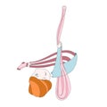 Illustration of a cute girl doing aerial yoga