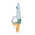 Illustration of a cute girl doing aerial yoga. flying yoga