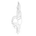 Illustration of a cute girl doing aerial yoga. flying yoga