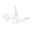 Illustration of a cute girl doing aerial yoga. flying yoga