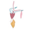 Illustration of a cute girl doing aerial yoga