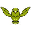 Cute green canary cartoon flying Royalty Free Stock Photo