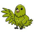 Cute green canary cartoon waving hand Royalty Free Stock Photo