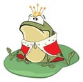 Illustration of a Cute Green Frog a King. Cartoon Character Royalty Free Stock Photo