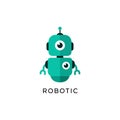Illustration of a cute green robot with one eye and the word robotic below it Royalty Free Stock Photo