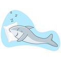 Cute grey shark is sleeping on a pillow