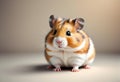 Cute hamster on gray background, closeup, Funny pet