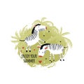 Illustration with funny zebras