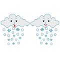 Cute Happy Cloud with Snowflakes