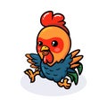 Cute happy little rooster cartoon running