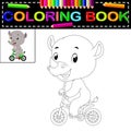 Cute happy rhino coloring book Royalty Free Stock Photo