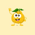 Illustration of cute happy ugli fruit mascot greeting someone with big smile isolated on light background Royalty Free Stock Photo