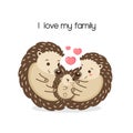 Illustration of the cute hedgehogs family Royalty Free Stock Photo