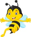 Cute honey bee cartoon flying Royalty Free Stock Photo